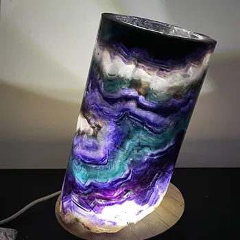 Novo!!! Prirodni Rainbow Fluorit Svjetlo Lampe Uređenje Sobe Mineralna Ukras Par Romantična Kamena Svjetiljka