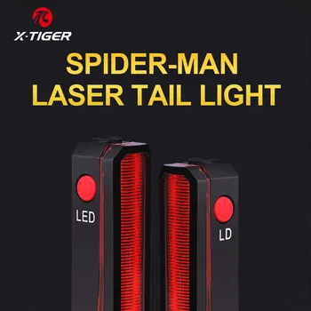 X-Tiger Biciklistička Fenjer Sklopivi Laser LED Biciklistička dugo Svjetlo IPx5 Vodootporan USB Punjiva Upozorenje O Sigurnosti Biciklistička Lampa