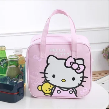 Hello Kitty Ručak-Boks Torba za Prijenosna Ženske Torbe Za Djecu Osnovne Škole Crtani Platnu Vodootporan Ručak Ručne Torbe s gornjom ručkom