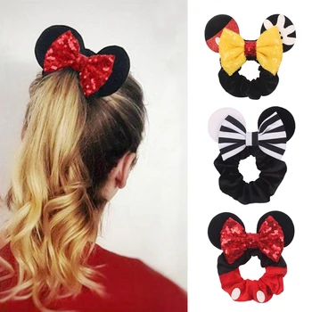 Zavoj Na Uši S Mickey Mouse, Baršun Gumice Za Kosu, Prsten, Čvrste Baršunasti Držač Za Rep, Gumice Za Kosu, Elastične Gumice Za Kosu Za Djevojčice