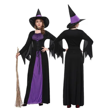 Halloween Vještica, Vampira skupe haljine Odijela za Žene Odraslih Zastrašujuće Ljubičasta Karneval Večernje Ideju Dramatična Odjeća sa Šeširom