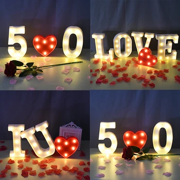Osvijetljena led Slovo Nightlight Broj Baterije Lampa 26 Engleski Alfabet Svjetla Romantične Vjenčanje College Valentinovo Kućni Dekor
