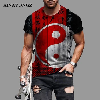 Muška Ljetna Odjeća Tai Chi, Yin i Yang, Grafički t-shirt s 3d Ispis, Novo, Individualnost, Zabavna Majica u Kineskom Stilu, Retro Majice, Majice