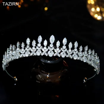 Slatki 16 CZ Bujne pokrivala za Glavu, Svadbeni Tiaras Vjenčanje Crown Princess Modni Kubni Cirkonij Večernji Pribor Za Kosu Prom