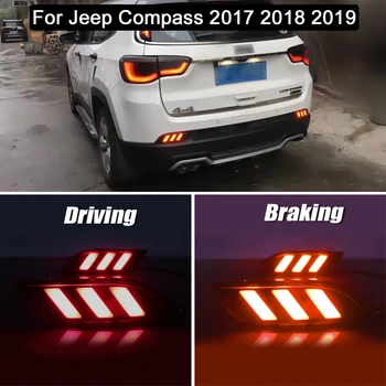 2 kom. 2-u-1 LED Reflektor Stražnjeg Branika, Upozoravajuće svjetlo Za vožnju, Stražnji Kočioni stop-signal Za Jeep Compass 2017 2018 2019