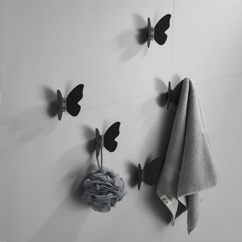 Mat Crni Aluminijski Zidni Skandinavski Dekor Za Spavaću sobu, Surround Niz Kuke Za Odjeću, Kreativni Običnu Udicu s Leptir