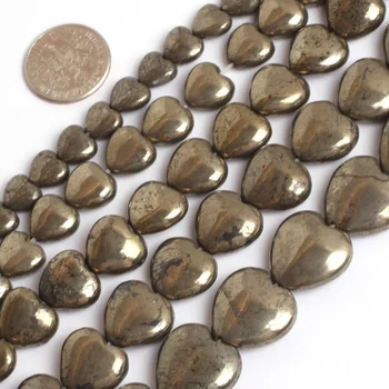 perle od prirodnih пиритного kamen u obliku srca, perle od prirodnog kamena, perle 