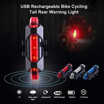 5 LED USB Punjiva Biciklistička Fenjer Biciklistička Sigurnost Biciklizam Upozorenje dugo Svjetlo Prijenosni Bljeskalica dugo Svjetlo Super Svijetle Biciklističke Svjetla