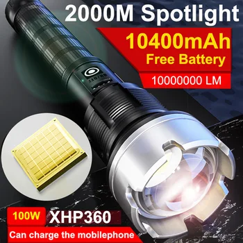 10000000LM 10400 mah Odašiljač Led Svjetiljka XHP360 36-Core Super Svijetle Taktička Lampa-Flash USB Punjiva ručna Svjetiljka