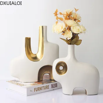 Moderne keramičke obrta, jednostavno luksuz, ručno oslikana vaza za uređenje doma, kreativna galvanska ukras za dnevni boravak