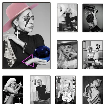 Lady Gaga Je Pop Pjevačica I Zvijezda Plakati Crno-Bijele Grafike Platnu Zid Umjetnost Slika Skandinavska Ukras Kućni Dekor