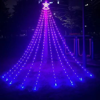 Vanjski RGB Božićno Drvce Zvijezda Сосулька Svjetlo 9X3 M Božićno Rotirajući Zvijezda Falls Gudački Lampa za Svadbene Zurke Svečani Dekor
