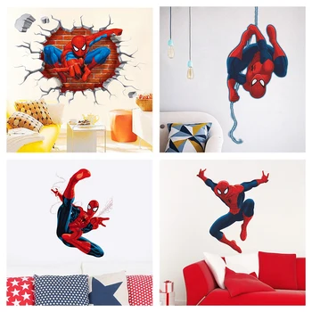 Spider-man Tema Naljepnice Za Zid Za Dječju Sobu Uređenje Doma 3d Crtić Super Heroj Mural Knjige O Umjetnosti Dječaka Naljepnice Diy Anime Film Plakati