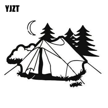 YJZT 17,9 cm * 12,2 CM Šator Kamp kamp Moderan Auto Oprema Naljepnice Crna/Srebrna C31-0302