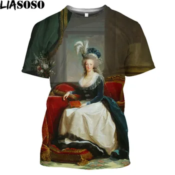 Majice Sa po cijeloj površini LIASOSO Marie Antoinetter, Ikona Napoleona, Kratki Rukav, Grafički t-Shirt Za Muškarce, Zastava Francuske Vojske, Košulja u stilu Харадзюку