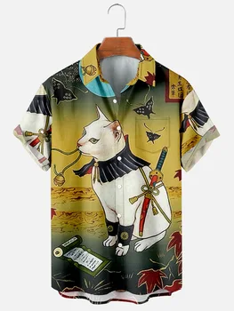 2021 Muška Trend i Casual Košulja Harajuku U japanskom retro Stilu Proljeće/Ljeto Kratkih Rukava, u Prsima džep, Modnih Gumbi, 1