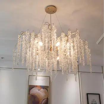 Francuski bakrena grana kristalnim lusterima lampa za dnevni boravak luksuzna vila s blagovaonicom ukrasnih žaruljica spavaća soba umjetnička kristalna lampa