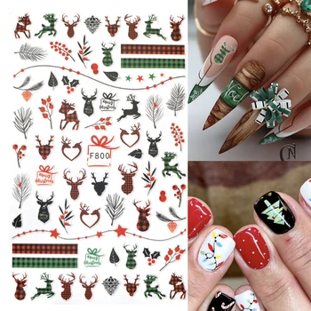 1pc božićne Samoljepljive naljepnice za nokte zeleni Korov ukrašavanje noktiju privremene tetovaže kawai pribor božić stil