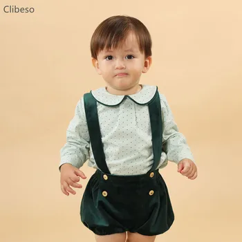 2023 Dječje Odjeća Za Male Dječake Španjolski Komplet Odjeće Za Božić Odjeću Zelene Velur Gaćice Pamučne Majice S Dugim Rukavima Odjeća Za Dječake