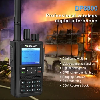 DP8800 UHF VHF DMR Digitalni Analogni Prijenosni prijenosni radio Amaterka Radio GPS-APRS Funkcija određivanje Dometa snimanja Dva Радиолюбительство