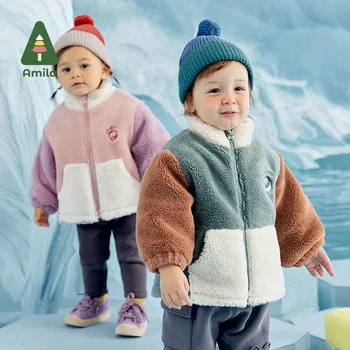 Amila/Dječja odjeća, Runo jaknu od ovčje vune, Ugodno Toplo, Novo 2022 godine, Funky Zimska jakna za dječake i djevojčice 0-6 godina