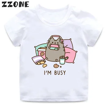 Majica sa cartoonish po cijeloj površini Kawaii Fat Cat za dječake i djevojčice, Zabavna Dječja Odjeća, Ljetni Modni Slatka Vrhovima, Dječje t-shirt, HKP5350