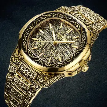 Modni quartz sat gospodo Marke ONOLA luksuzni Klasicni zlatni sat od nehrđajućeg čelika gospodo zlato muški sat reloj hombre
