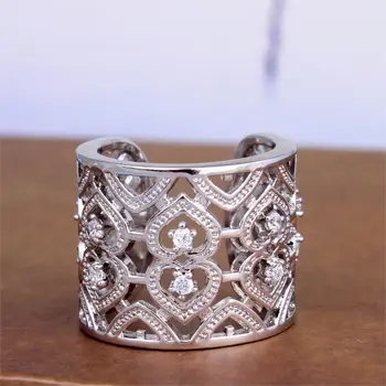 dvostruka ljubav šuplje srce dizajn donje zaručnički prsten podstavljene AAA cirkon visoke kvalitete poklon nakit prst otvoreni prsten