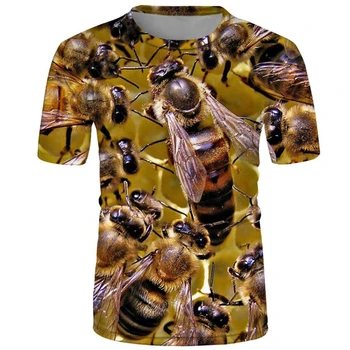 2022 Majica sa po cijeloj površini Meda, Animacija, Vanjska odjeća po cijeloj površini Pčele, Muška i Ženska Moda, Smiješno Top sa Kratkim rukavima