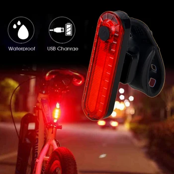 Crvena 5 Led USB Punjiva Stražnje Svjetlo za bicikl, Sigurnost, Upozorenje o noćnom Vožnjom, Stražnja svjetla, 4 Načina rada, Biciklistička fenjer sa ugrađenom Baterijom