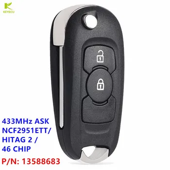 KEYECU Zamjena Flip daljinskog ključa 2 gumba 433 Mhz NCF2951ETT/HITAG 2/46 ČIP za Opel/Vauxhall Astra K 2015-2019 P/N: 13588683