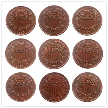 U SAD-u (1865-1873) 9 kom. двухцентовые 100% bakrene novčiće