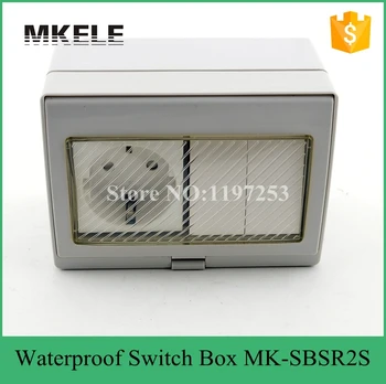 MK-SBSR2S lider prodaje 16A 250v vodootporan vanjski zid distributivni sanduk, 2 Bande mini vodootporan gumb prekidača s utičnicom