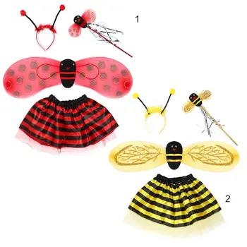 4 kom./compl. dijete odijelo Vila skup bubamara pčela slatka krila prugasta slojevita Tutu, suknja coli povez haljina haljina za Noć vještica 