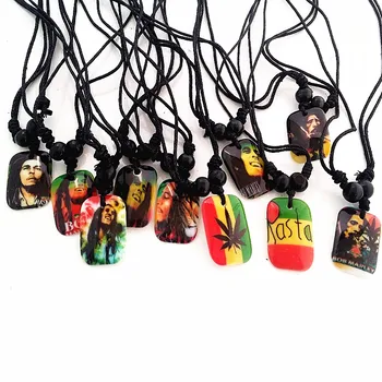10 kom., ogrlice od smole Bob Marley, muške i ženske popularne mješoviti različite ovjes u stilu rasta, Jamajka, Reggae, veleprodaja, stranke, u rasutom stanju