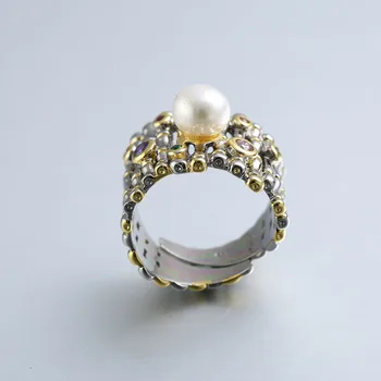 Novi Prsten od Srebra S925 Uzorka s Biserima za žene, Jedinstvena vještina, mutirajuci dimenzije prstenova, nakit, prsten s biserima 7 mm