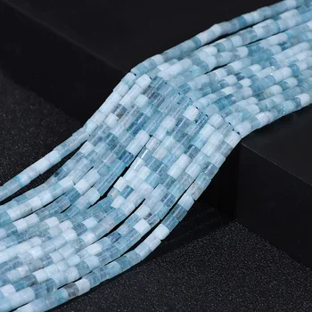 4x4 mm 100% Prirodni Plavi Akvamarin Kvarc Kamen Kuglice Cilindričnog Oblika Slobodnih Potpornji DIY Perle Za Izradu Nakita Pribor