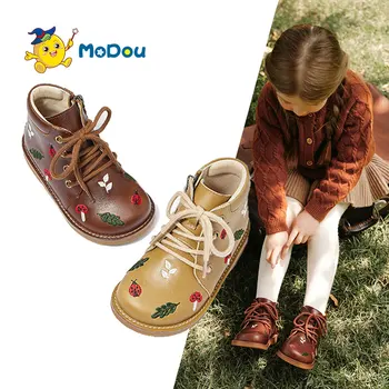 Mo Dou/Novost 2022 godine, jesensko-zimska obuća Martin za djevojčice, dječje cipele za djecu, Čizme od prave kože kravlja koža za dječake s vezom