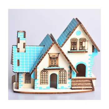 DIY Model 3D igračke Drvene Puzzle plava san vikendica je Drvena Setovi Edukativne Puzzle Igra Skupština Igračke Dar za Djecu I Odrasle P4