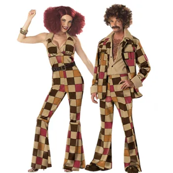 Halloween Par Svijet Ljubav Hipi Kostimi Muške, Ženske Večernje Karnevalske Vintage 1970-ih Disco Odjeća Rock Hippy Odijelo Cosplay