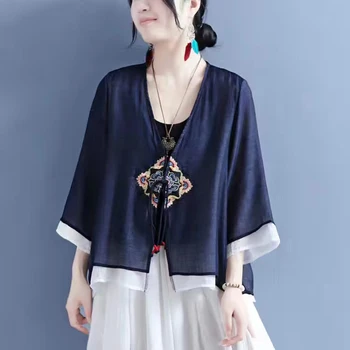 Kineski Stil Retro Majice Kineske Tradicionalne Ljetne Majice Tang Odijelo Hanfu Odjeća za Žene Etnički Ženski Kardigan Cheongsam2022