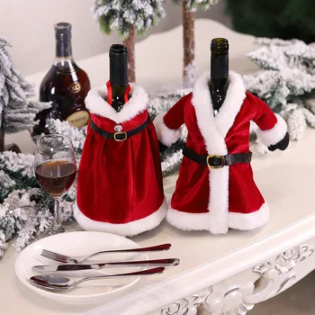 Božićne Kapice za Boce Crnog Vina, Kapama Djeda Mraza, Haljina u Stilu Šampanjca, Poklopac za Božićne Kućne Zabave, Dekoracija Stola