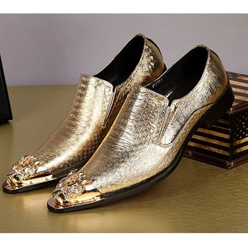 Model poslovni domjenak, Kineski zonu vjetra, zlatna glava zmaja, večernje i za svadbene muške svakodnevne cipele, modne marke muške cipele od manekenske