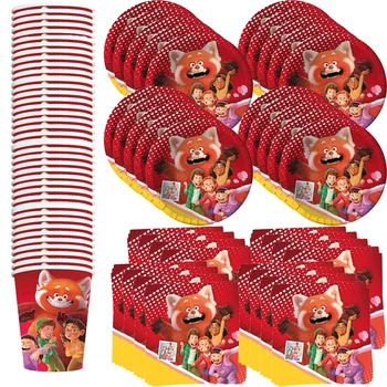 Okretanje Crvenih Večernje Potrepštine Papirnate Maramice Stolnjak Tanjuri Baloni Panda Tema Duša Djeteta Djevojke Rođendan Dekoracija