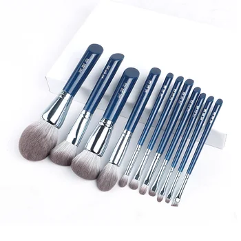 Set kistova za šminkanje MyDestiny -kvalitetne kozmetičke olovke za lice i oči -sintetičke kose-Nebo-plavo 11 kom. super mekana vlakna