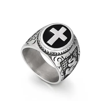 Vjerski prst od nehrđajućeg čelika, popularni retro znak križa u stilu punk iz титановой postali muški prsten