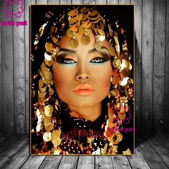 5D Diamond Slikarstvo Bling Zlatni make-up Žena Puna Diamond Vez Uzorak Rhinestones ikonu Rukotvorina DIY Mozaik ukras