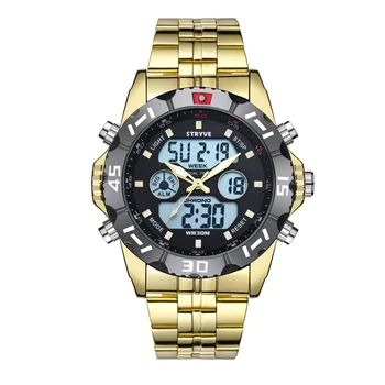 Stryve8011 Relojes Marke Vodootporan Poslovne Sportski Satovi Muški Digitalni Pokazivači Od Nehrđajućeg Čelika Sa Dvostrukim Zaslonom modni quartz sat