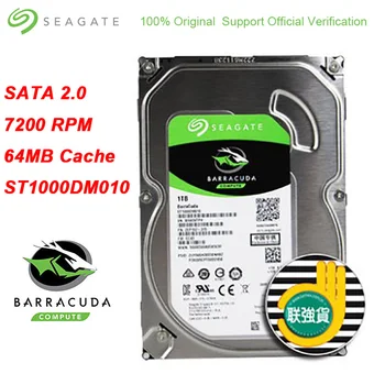 Seagate BarraCuda 1tb 3,5-inčni interni hard disk SATA 3,0 Oblik faktor HDD 7200 rpm SATA 6 GB/sec. 64 MB Cache Hard Disk