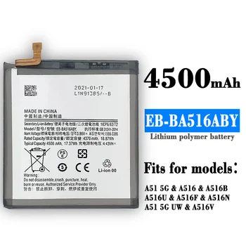 novi 3,86 4500 mah EB-BA516ABY Zamjenske Baterije Za Samsung A51 5G A516 SM-A5160 Bateriju za telefon